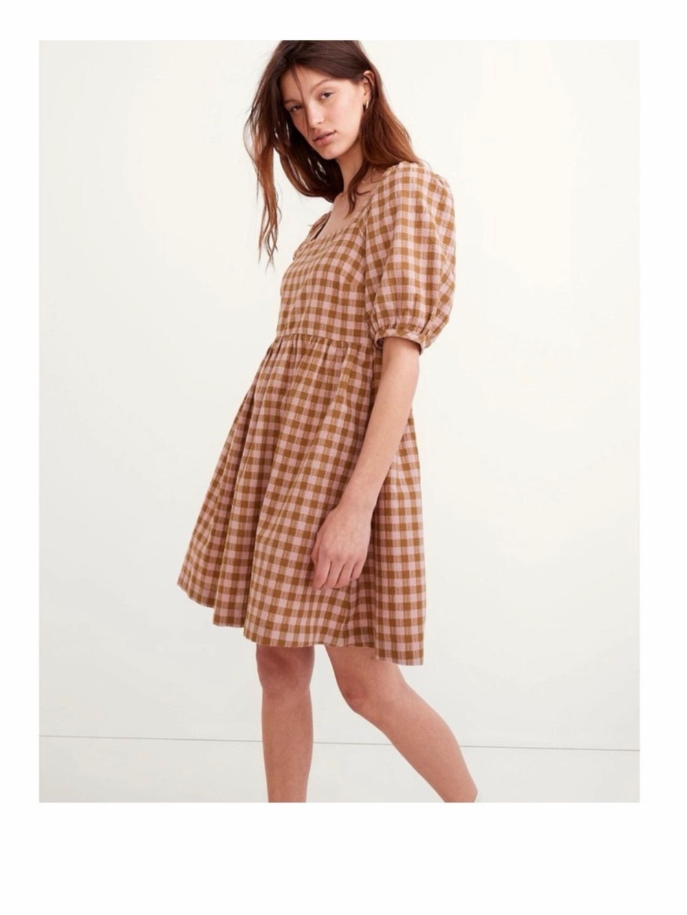 Madewell Gingham dress pink and green Cotton Size S